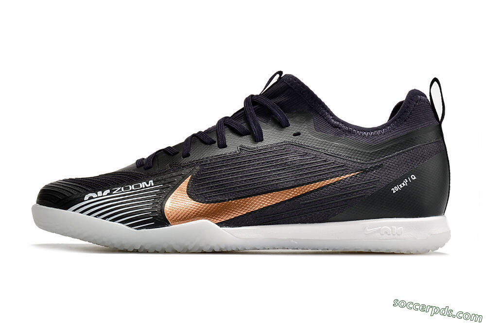 Nike Air Zoom Mercurial Vapor 15 Pro IC Low-Tops Football Shoes - Black/Gold/White 2