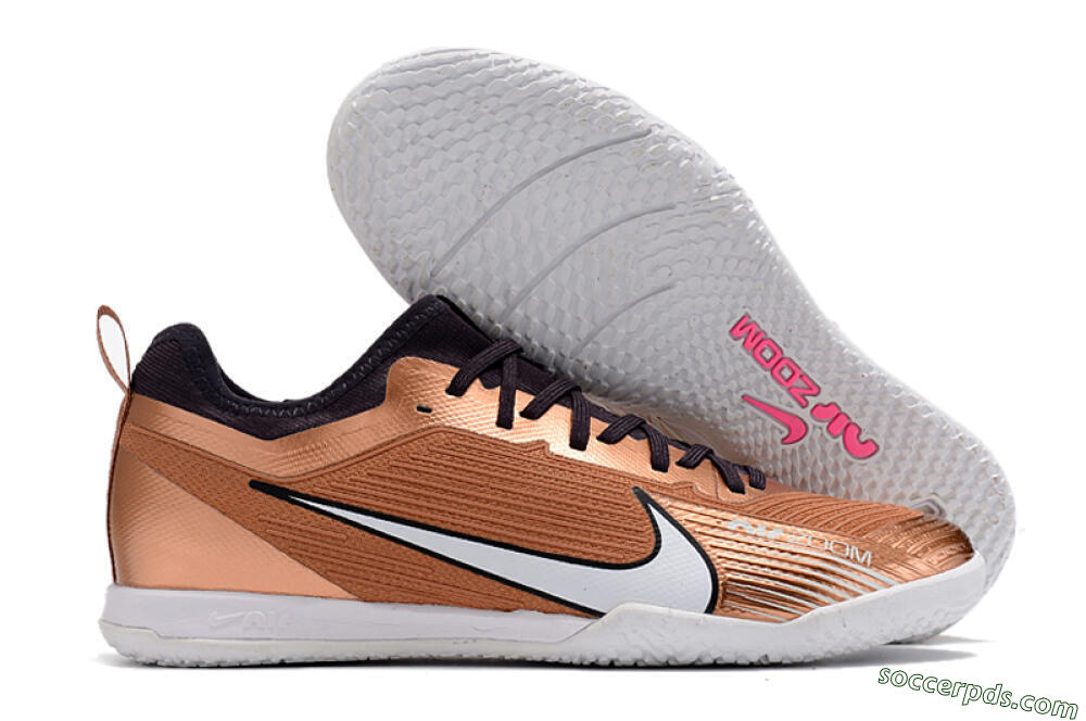 Nike Air Zoom Mercurial Vapor 15 Pro IC Low-Tops Football Shoes - Gold/White/Black 1