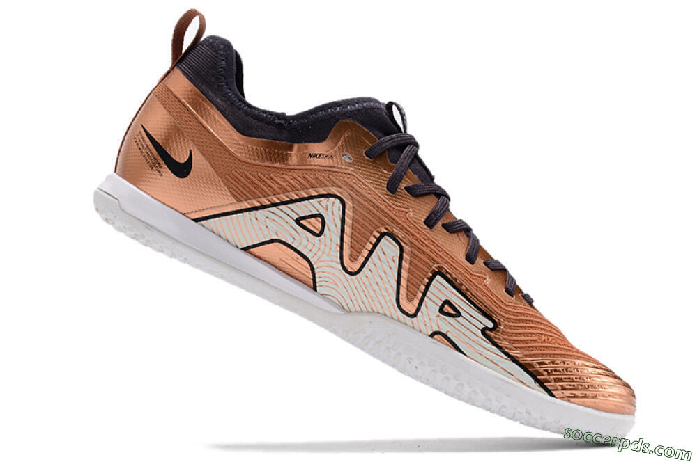Nike Air Zoom Mercurial Vapor 15 Pro IC Low-Tops Football Shoes - Gold/White/Black 4