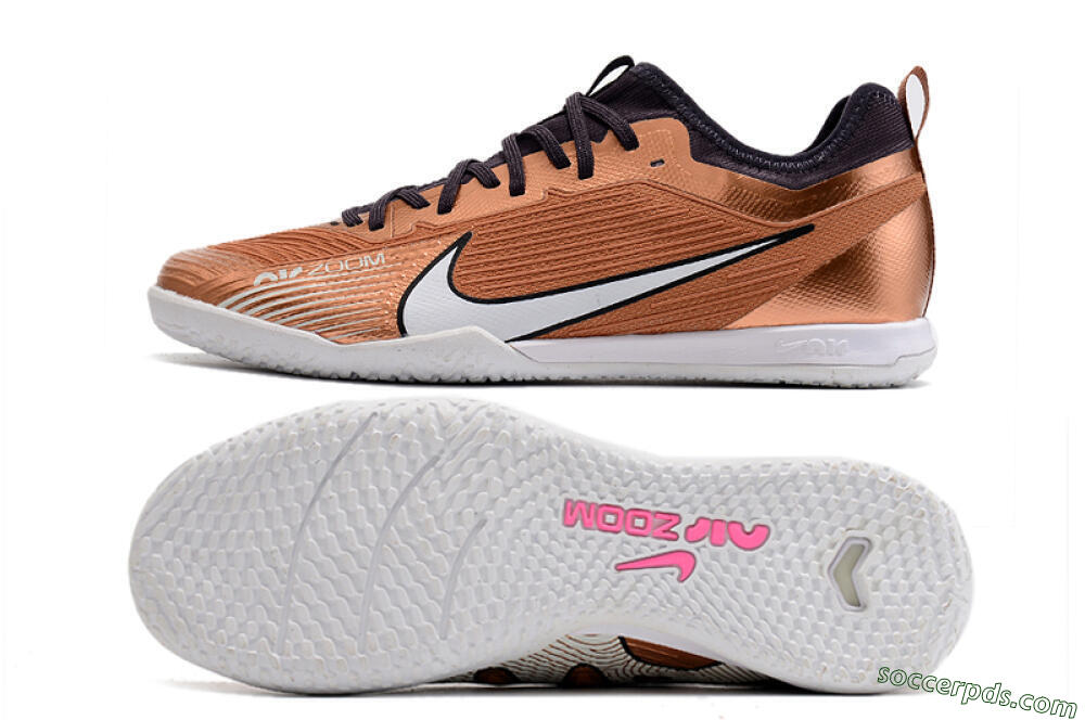 Nike Air Zoom Mercurial Vapor 15 Pro IC Low-Tops Football Shoes - Gold/White/Black 0