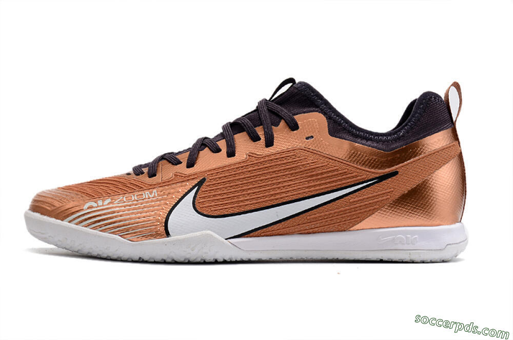 Nike Air Zoom Mercurial Vapor 15 Pro IC Low-Tops Football Shoes - Gold/White/Black 2