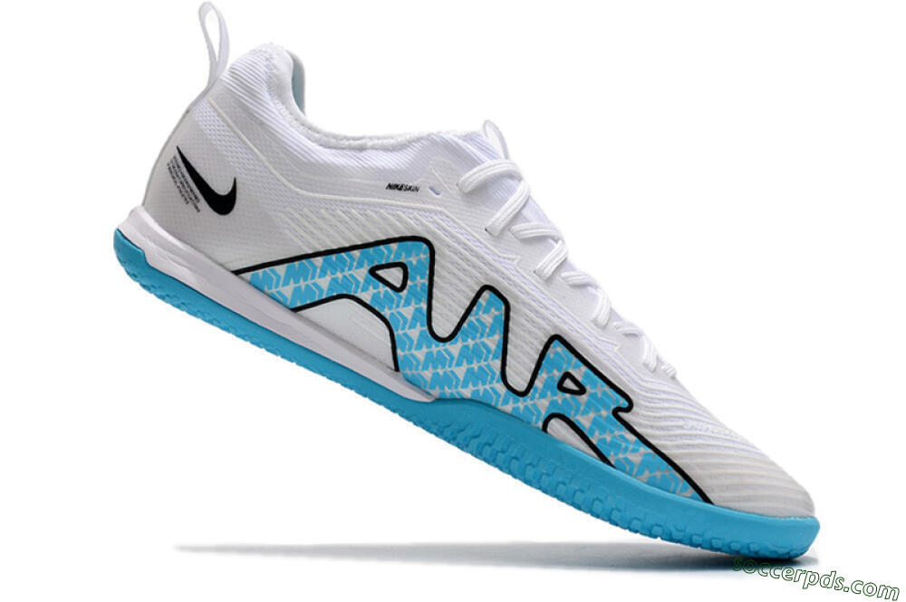 Nike Air Zoom Mercurial Vapor 15 Pro IC Low-Tops Football Shoes - White/Blue/Black 4