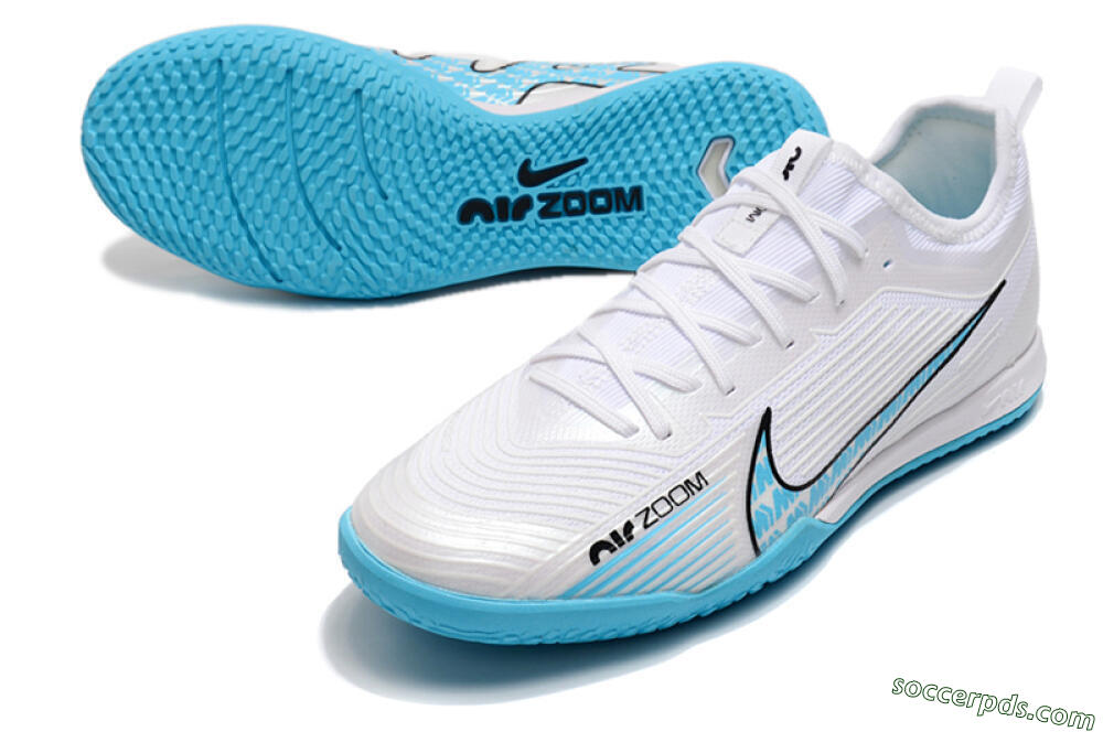 Nike Air Zoom Mercurial Vapor 15 Pro IC Low-Tops Football Shoes - White/Blue/Black 3