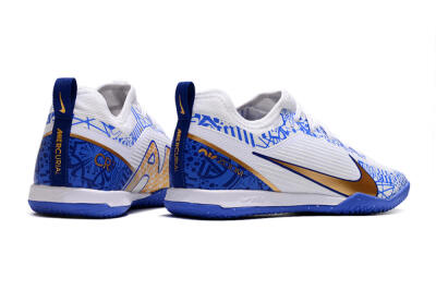 Nike Air Zoom Mercurial Vapor 15 Pro IC Low-Tops Football Shoes - White/Blue/Gold