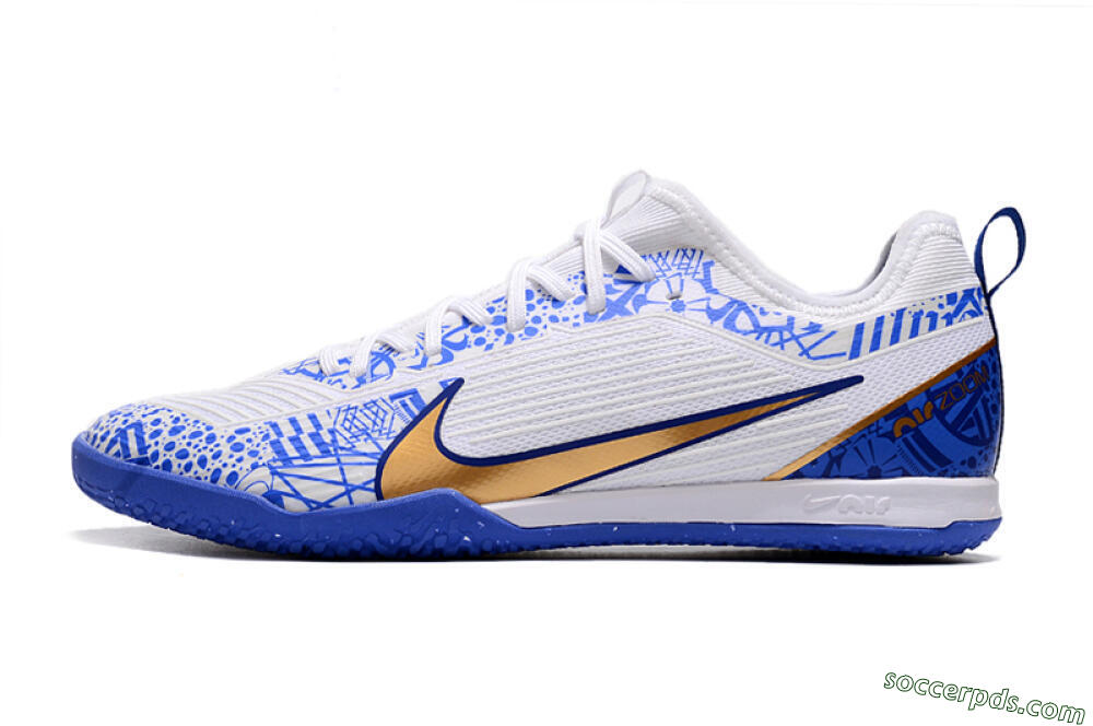 Nike Air Zoom Mercurial Vapor 15 Pro IC Low-Tops Football Shoes - White/Blue/Gold 2