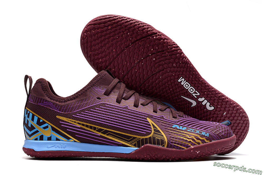 Nike Air Zoom Mercurial Vapor 15 Pro IC Low-Tops Football Shoes - Red/Purple/Gold/Blue 1