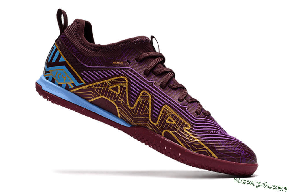 Nike Air Zoom Mercurial Vapor 15 Pro IC Low-Tops Football Shoes - Red/Purple/Gold/Blue 4