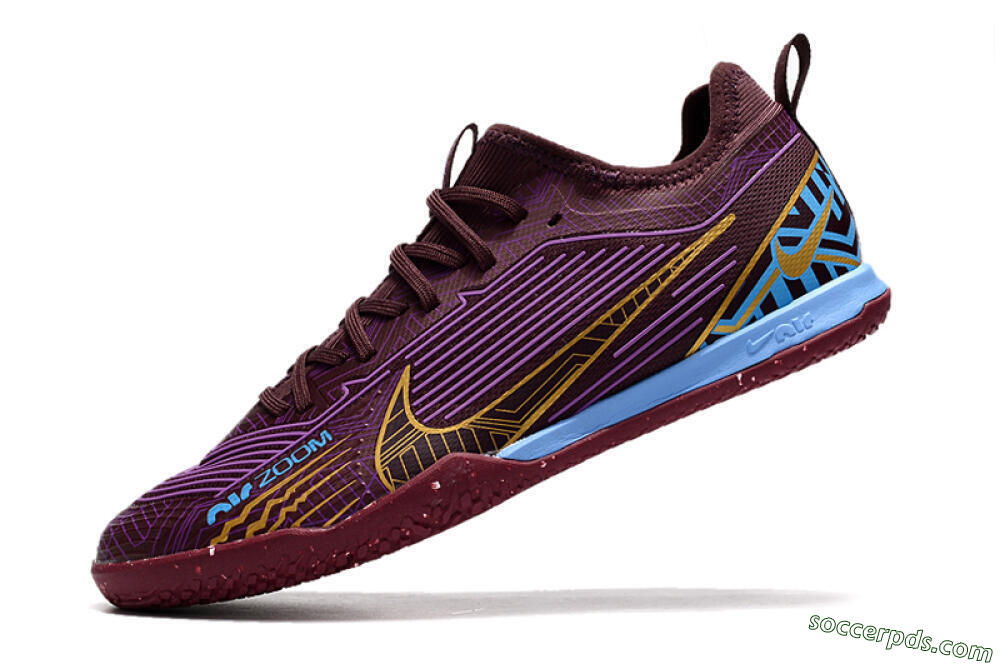 Nike Air Zoom Mercurial Vapor 15 Pro IC Low-Tops Football Shoes - Red/Purple/Gold/Blue 5