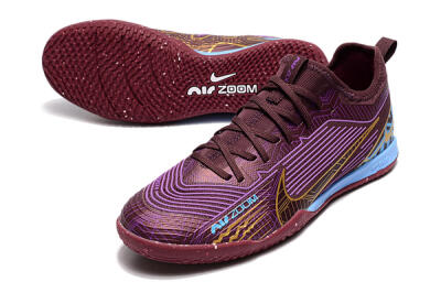 Nike Air Zoom Mercurial Vapor 15 Pro IC Low-Tops Football Shoes - Red/Purple/Gold/Blue