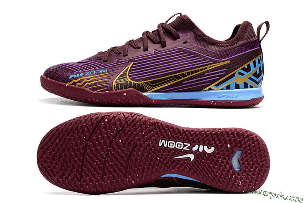 Nike Air Zoom Mercurial Vapor 15 Pro IC Low-Tops Football Shoes - Red/Purple/Gold/Blue 0
