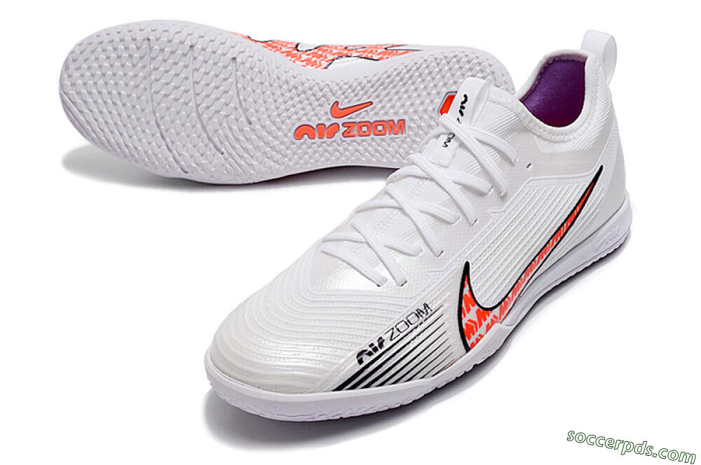 Nike Air Zoom Mercurial Vapor 15 Pro IC Low-Tops Football Shoes - White/Black/Red 3