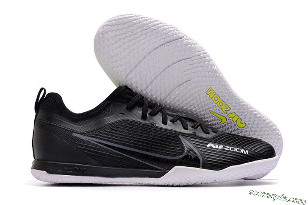 Nike Air Zoom Mercurial Vapor 15 Pro IC Low-Tops Football Shoes - Black/White/Yellow 1