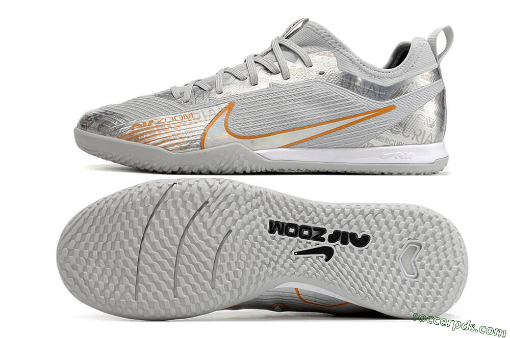Nike Air Zoom Mercurial Vapor 15 Pro IC Low-Tops Football Shoes - Silver/Gold/White 0