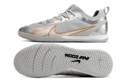 Nike Air Zoom Mercurial Vapor 15 Pro IC Low-Tops Football Shoes - Silver/Gold/White