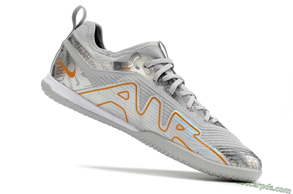 Nike Air Zoom Mercurial Vapor 15 Pro IC Low-Tops Football Shoes - Silver/Gold/White 4