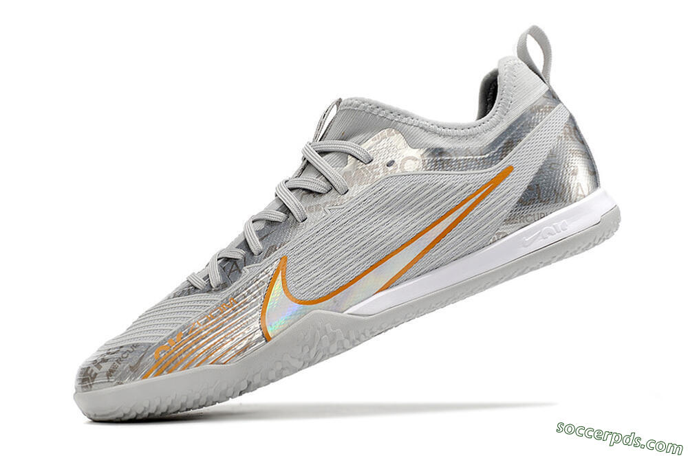 Nike Air Zoom Mercurial Vapor 15 Pro IC Low-Tops Football Shoes - Silver/Gold/White 5