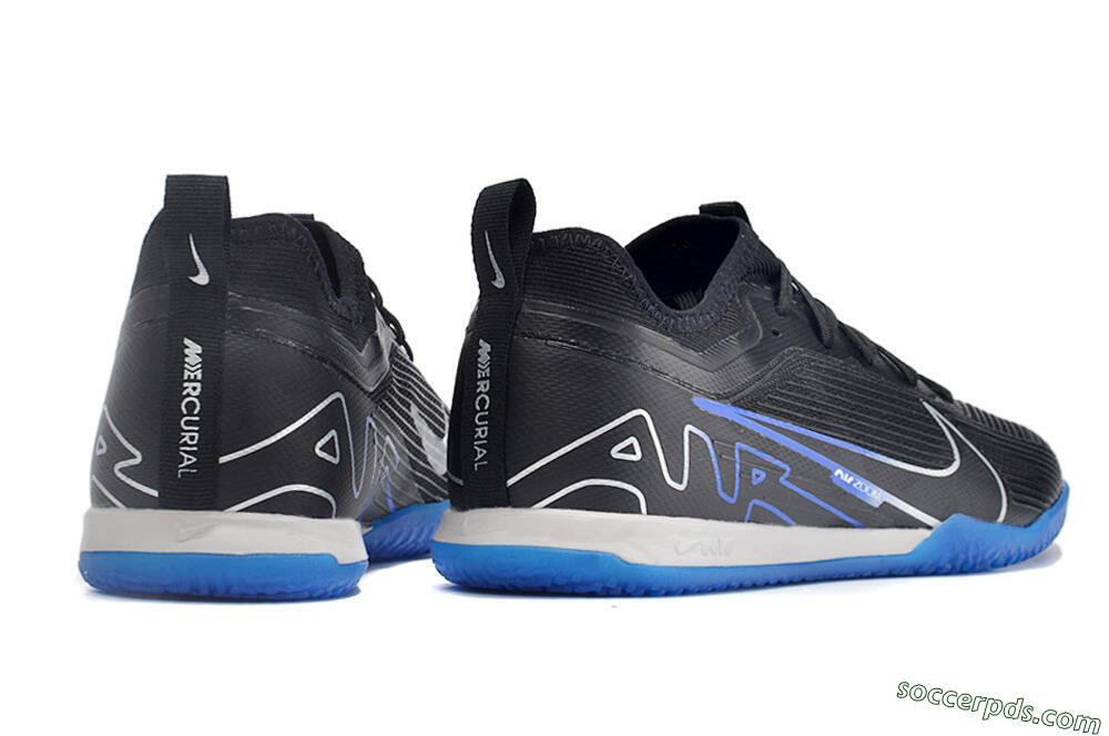 Nike Air Zoom Mercurial Vapor 15 Pro IC Low-Tops Football Shoes - Black/Silver/Blue 6