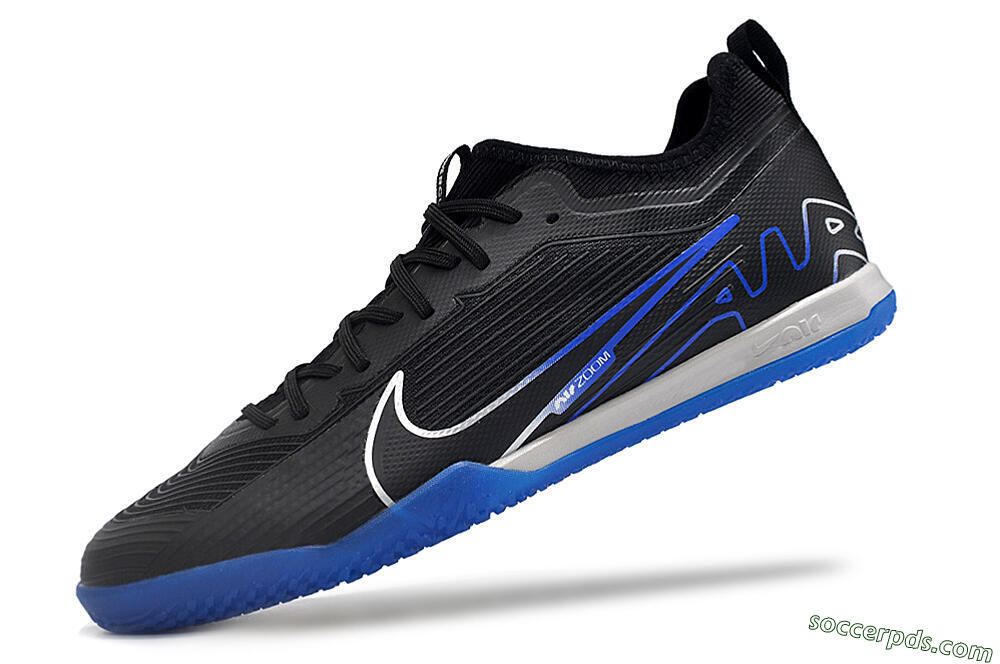 Nike Air Zoom Mercurial Vapor 15 Pro IC Low-Tops Football Shoes - Black/Silver/Blue 5