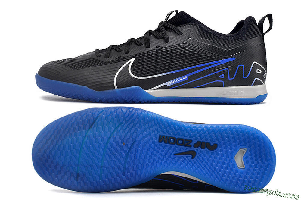 Nike Air Zoom Mercurial Vapor 15 Pro IC Low-Tops Football Shoes - Black/Silver/Blue 0