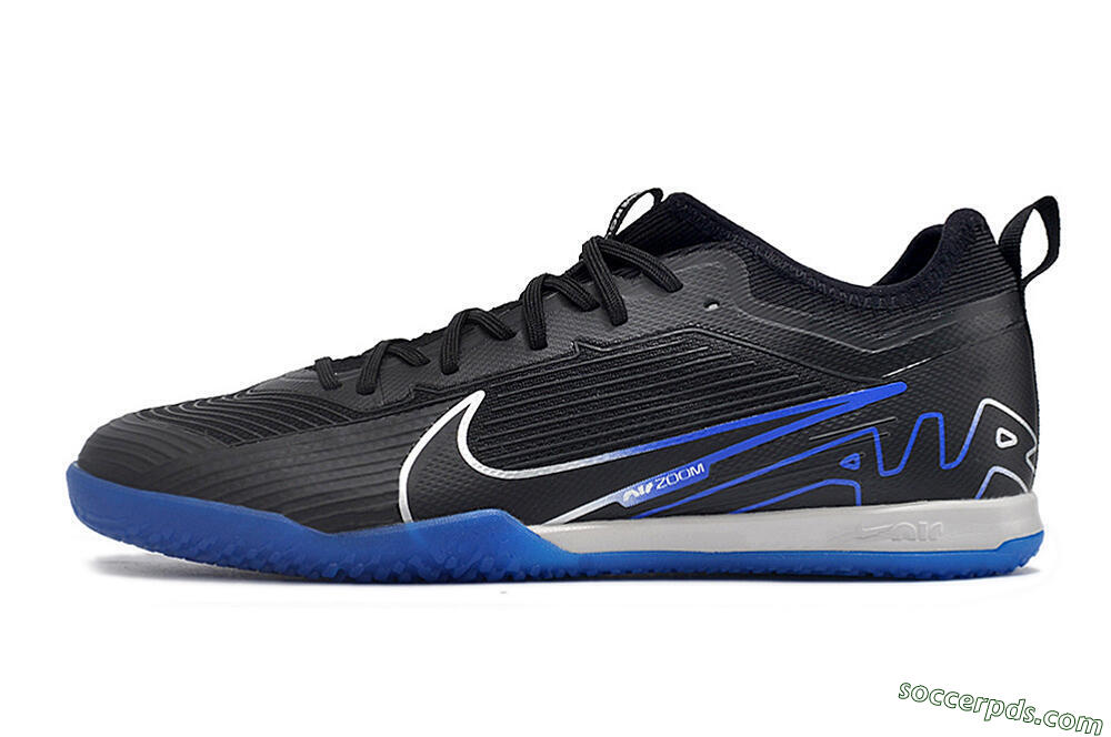 Nike Air Zoom Mercurial Vapor 15 Pro IC Low-Tops Football Shoes - Black/Silver/Blue 2