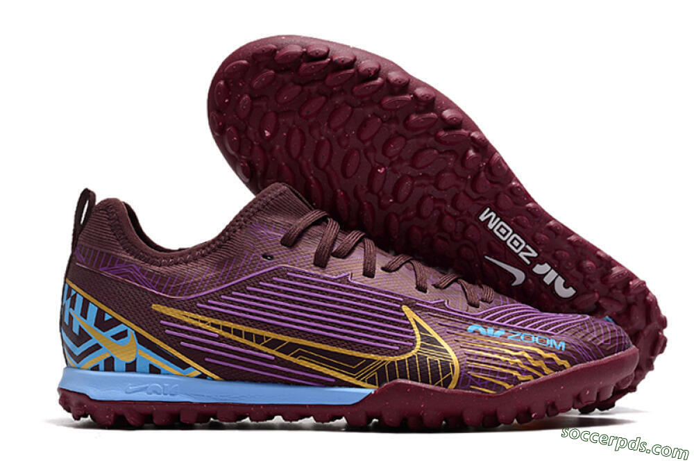 Nike Air Zoom Mercurial Vapor 15 Pro TF Low-Tops Football Shoes - Red/Purple/Gold/Blue 1