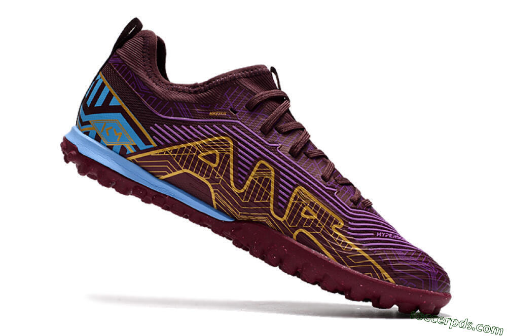 Nike Air Zoom Mercurial Vapor 15 Pro TF Low-Tops Football Shoes - Red/Purple/Gold/Blue 4