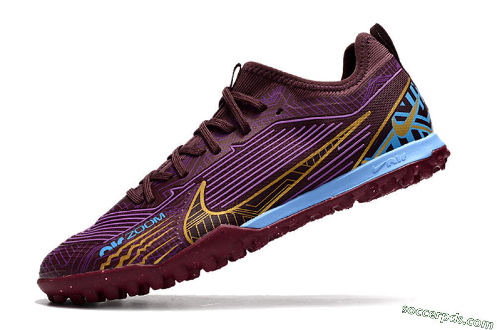 Nike Air Zoom Mercurial Vapor 15 Pro TF Low-Tops Football Shoes - Red/Purple/Gold/Blue 5
