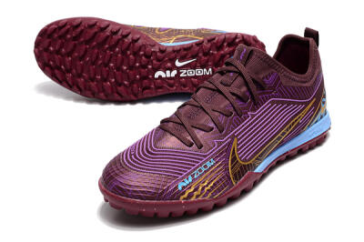 Nike Air Zoom Mercurial Vapor 15 Pro TF Low-Tops Football Shoes - Red/Purple/Gold/Blue
