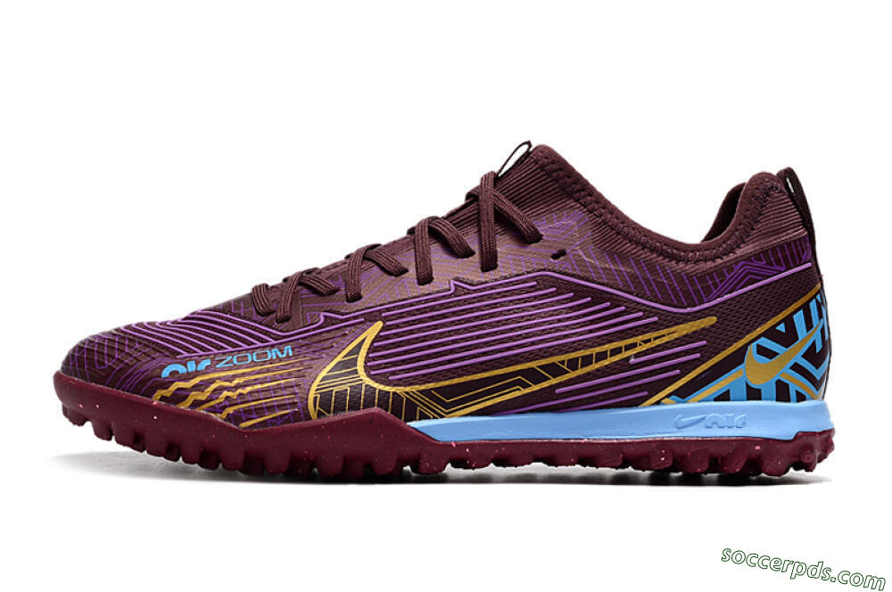 Nike Air Zoom Mercurial Vapor 15 Pro TF Low-Tops Football Shoes - Red/Purple/Gold/Blue 2