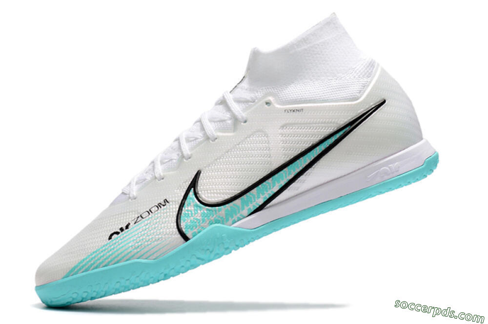 Nike Air Zoom Mercurial Superfly 9 Elite IC High-Tops Football Shoes - White/Blue/Black 5