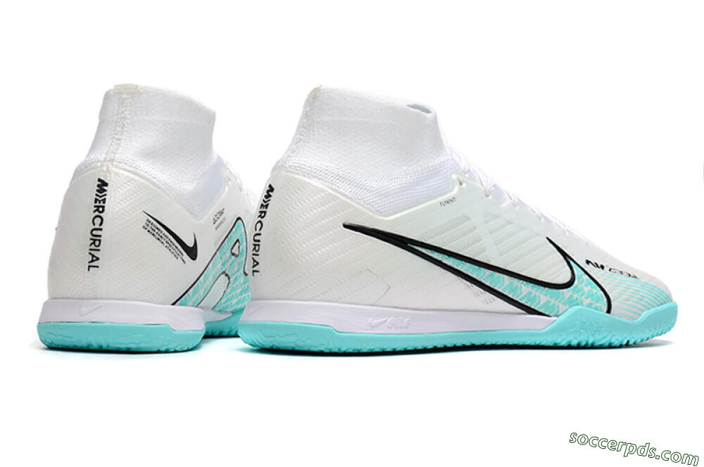 Nike Air Zoom Mercurial Superfly 9 Elite IC High-Tops Football Shoes - White/Blue/Black 6