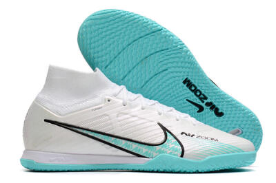 Nike Air Zoom Mercurial Superfly 9 Elite IC High-Tops Football Shoes - White/Blue/Black