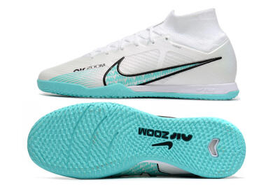 Nike Air Zoom Mercurial Superfly 9 Elite IC High-Tops Football Shoes - White/Blue/Black