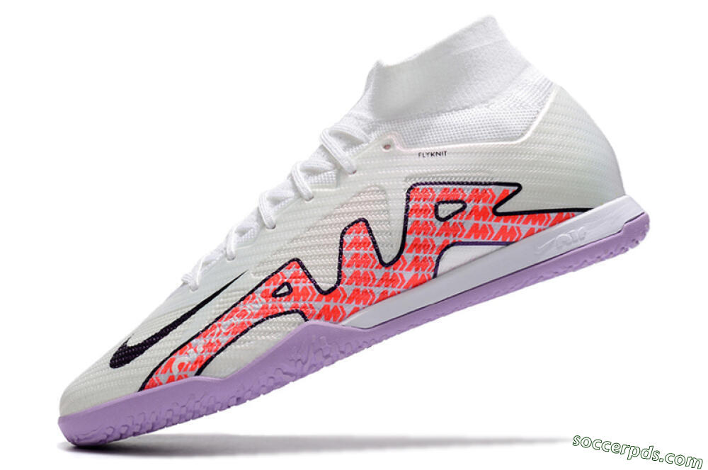Nike Air Zoom Mercurial Superfly 9 Elite IC High-Tops Football Shoes - White/Black/Red/Purple 5