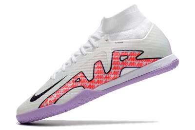 Nike Air Zoom Mercurial Superfly 9 Elite IC High-Tops Football Shoes - White/Black/Red/Purple