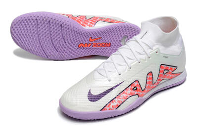 Nike Air Zoom Mercurial Superfly 9 Elite IC High-Tops Football Shoes - White/Black/Red/Purple