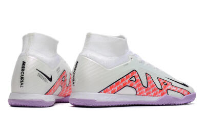 Nike Air Zoom Mercurial Superfly 9 Elite IC High-Tops Football Shoes - White/Black/Red/Purple