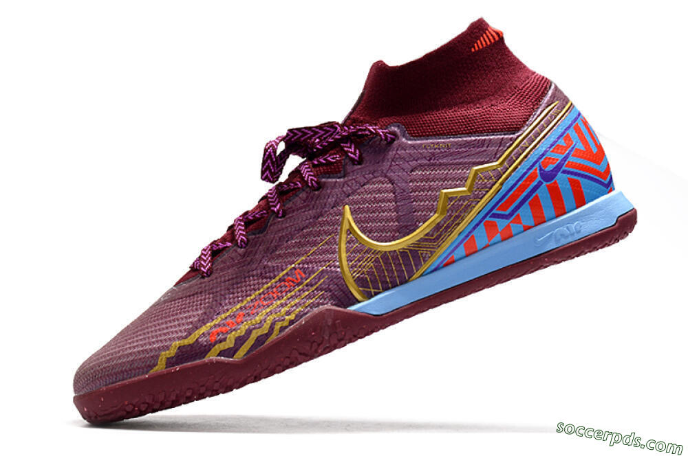Nike Air Zoom Mercurial Superfly 9 Elite IC High-Tops Football Shoes - Red/Purple/Gold/Blue 5