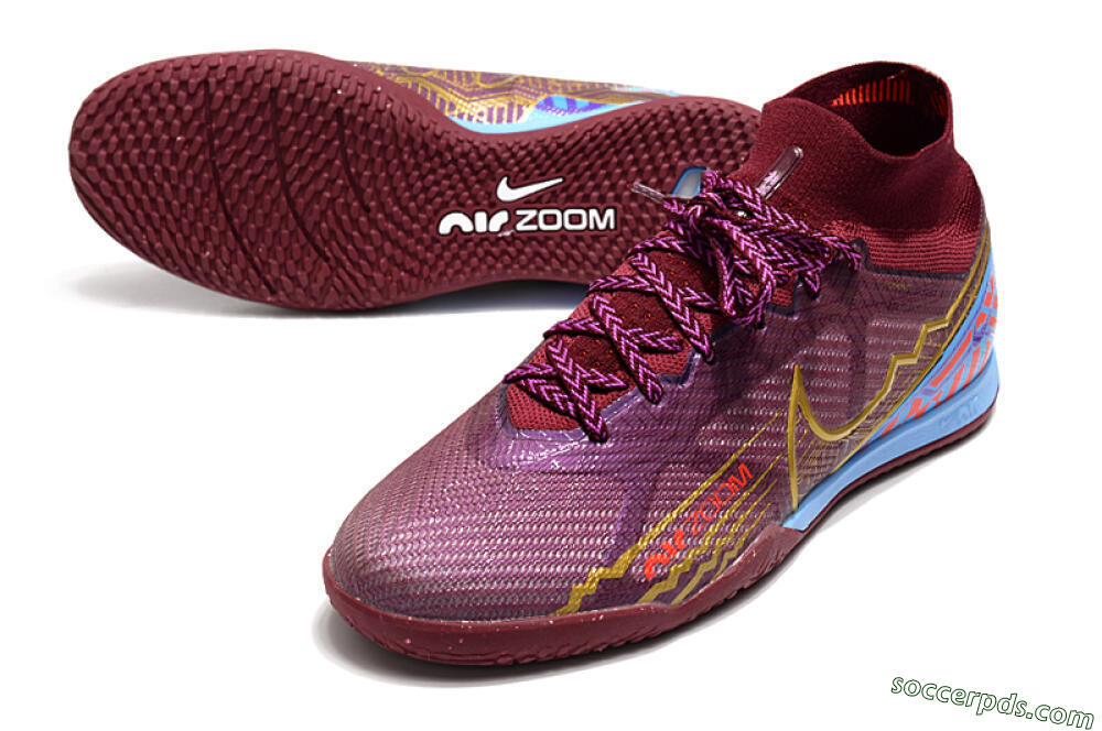 Nike Air Zoom Mercurial Superfly 9 Elite IC High-Tops Football Shoes - Red/Purple/Gold/Blue 3