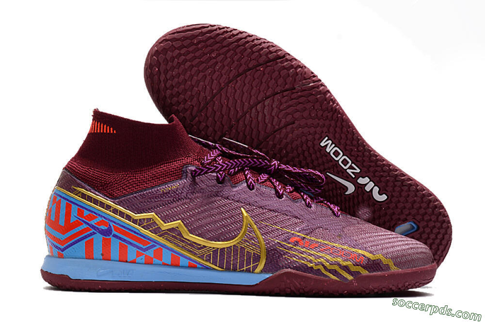 Nike Air Zoom Mercurial Superfly 9 Elite IC High-Tops Football Shoes - Red/Purple/Gold/Blue 1