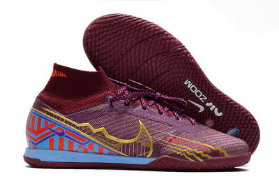 Nike Air Zoom Mercurial Superfly 9 Elite IC High-Tops Football Shoes - Red/Purple/Gold/Blue