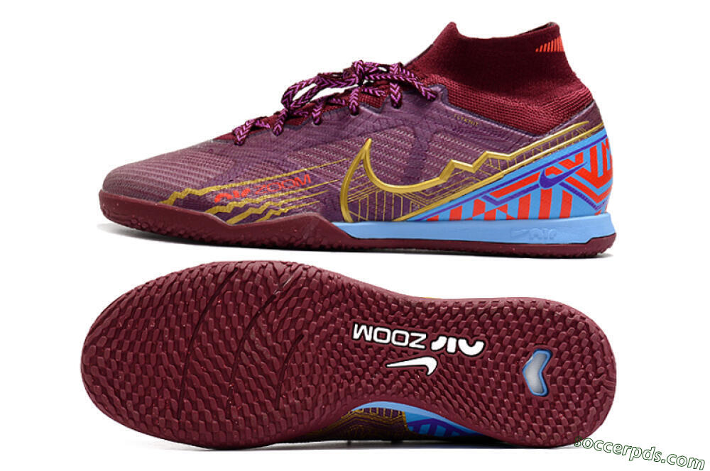 Nike Air Zoom Mercurial Superfly 9 Elite IC High-Tops Football Shoes - Red/Purple/Gold/Blue 0