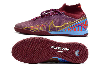 Nike Air Zoom Mercurial Superfly 9 Elite IC High-Tops Football Shoes - Red/Purple/Gold/Blue