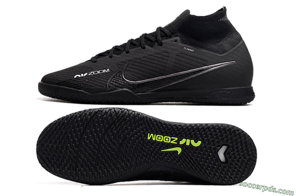 Nike Air Zoom Mercurial Superfly 9 Elite IC High-Tops Football Shoes - Black/White/Yellow 0