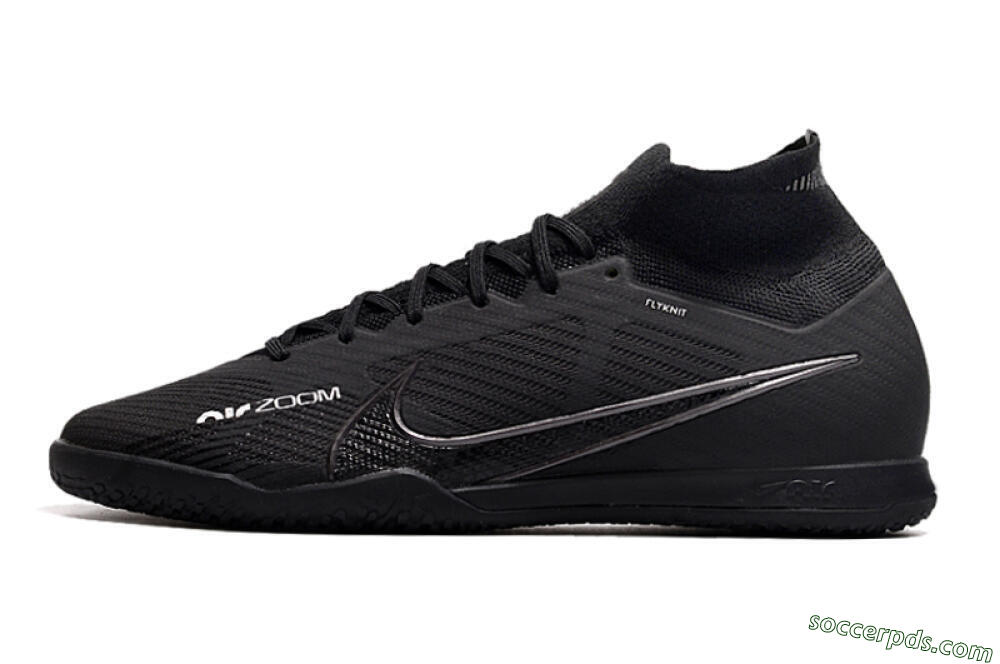 Nike Air Zoom Mercurial Superfly 9 Elite IC High-Tops Football Shoes - Black/White/Yellow 2
