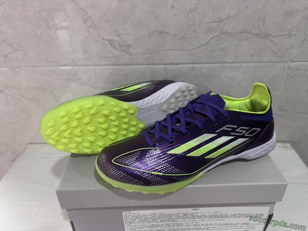 Adidas F50 Elite TF Low-Tops Football Shoes - Purple/Yellow/White