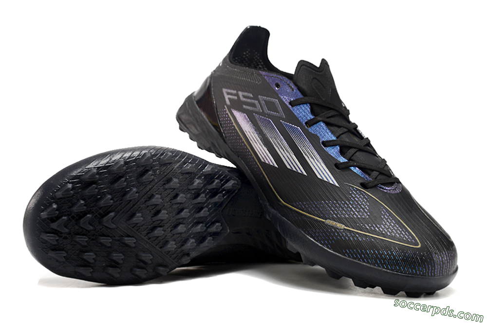 Adidas F50 Elite TF Low-Tops Football Shoes - Black/Silver/Purple 3