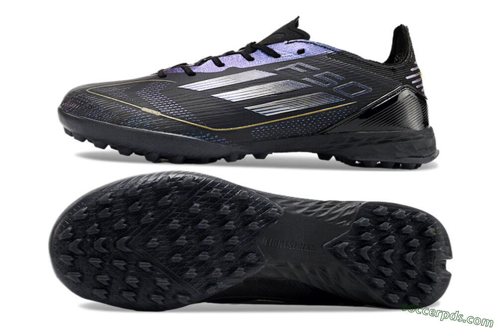 Adidas F50 Elite TF Low-Tops Football Shoes - Black/Silver/Purple 0