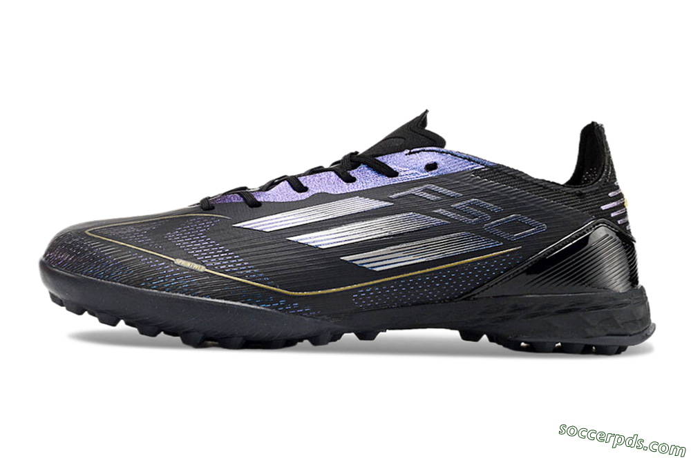 Adidas F50 Elite TF Low-Tops Football Shoes - Black/Silver/Purple 2