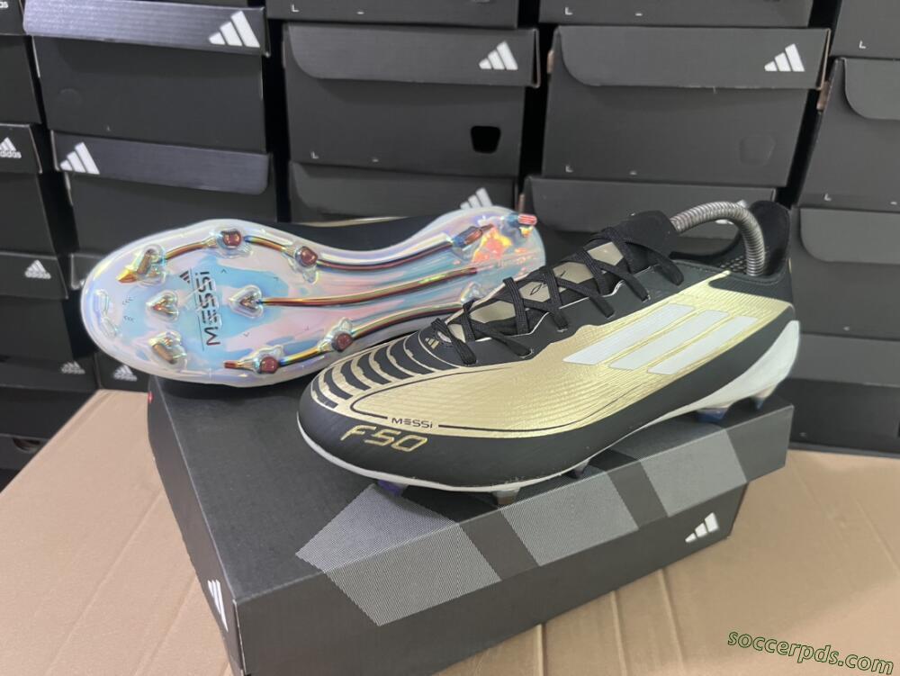 Adidas F50 Adizero Messi FG Low-Tops Football Boots - Gold/White/Black